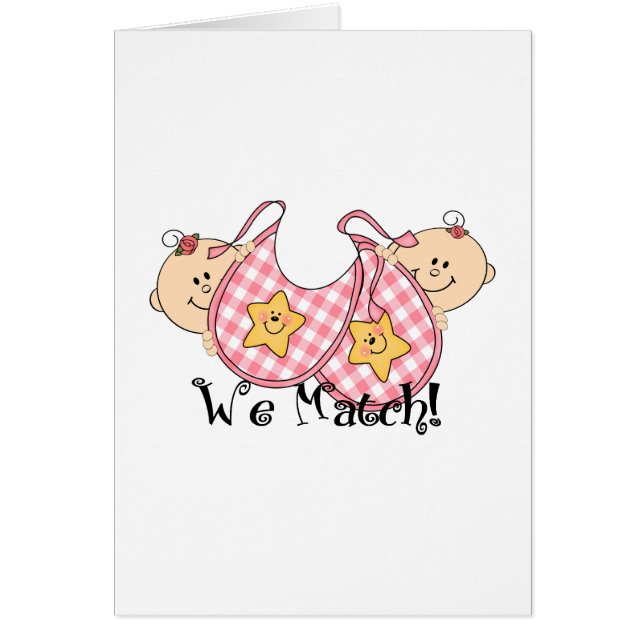 Cartão Nós combinamos espreitar gêmeos com os babadores 2 (Frente)