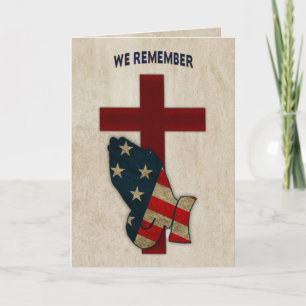 Cartão Nós Recordamos, Militar, Mãos em Oração/Bandeira