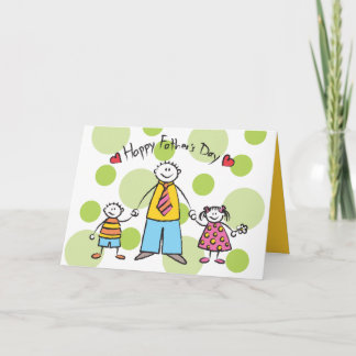 Cartão Nós Te Amamos Pai Família de Desenho Animado Feliz