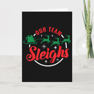 Cartão Nossa Equipe Derruba o Natal Família Pijama Xmas F