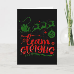 Cartão Nossa Equipe Sleighs Rena Santa Claus Natal Escrit