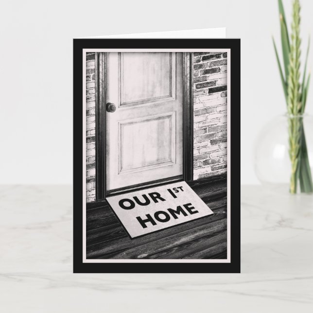 Cartão nossa primeira fotografia do tapete da porta de ca (Frente)
