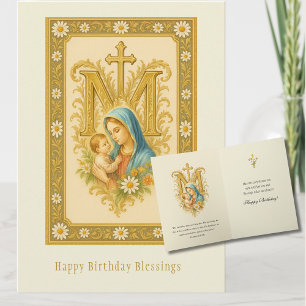 Cartão Nossa Senhora & Bênçãos do Aniversário de Jesus Me