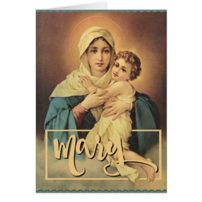 Cartão Nossa senhora de Schoenstatt com bebê Jesus (Frente)