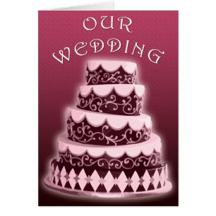 Cartão Nosso Casamento: Bolo Rosa: