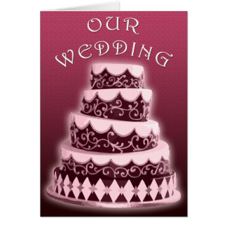 Cartão Nosso Casamento: Bolo Rosa: