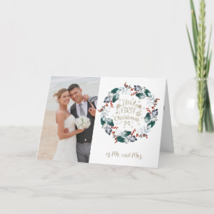 Cartão Nosso Natal de 1rua como Sr. e Sra. Wreath Foto