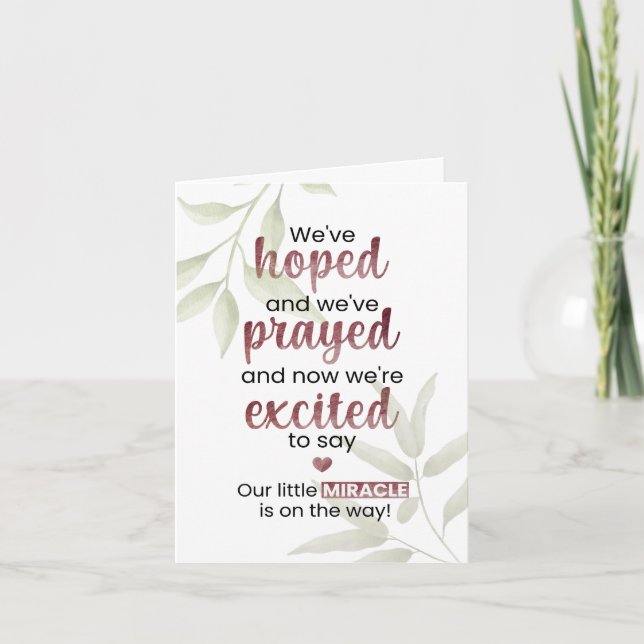 Cartão Nosso pequeno milagre está a caminho (Frente)