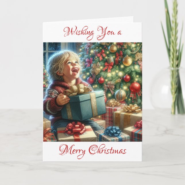 Cartão Nostalgia da manhã de Natal antiga (Frente)