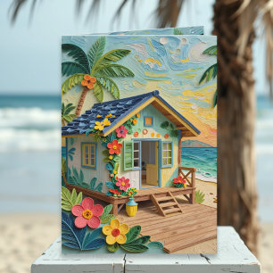 Cartão Nostalgia de Você Tema Praia à Distância