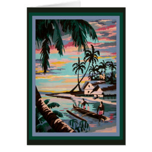 Cartão Nostalgia tropical exótica do Pintura-por-Número!