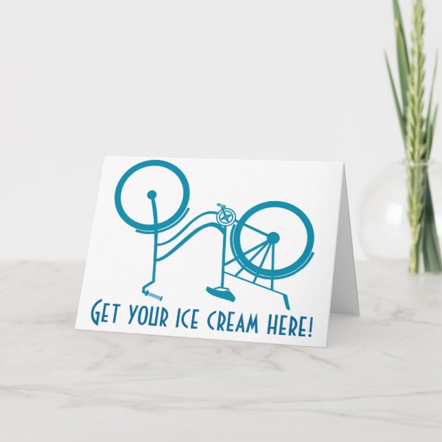 Cartão Nostalgic Upside Down Bicycle Ice Cream Birthday (Frente)