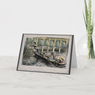 Cartão nostálgico humorístico - pesca com família