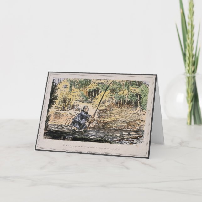 Cartão nostálgico humorístico - pesca com filha (Frente)