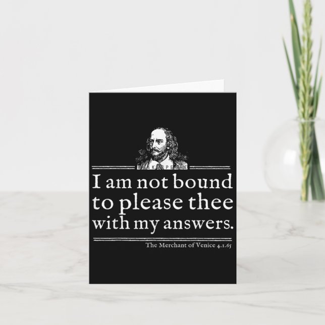 Cartão Not Bound To Please Shakespeare Quote Shirt Theate (Frente)
