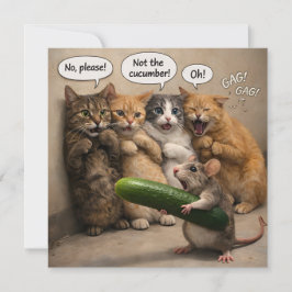 Cartão Not the cucumber, funny cat and mouse flat greetin
