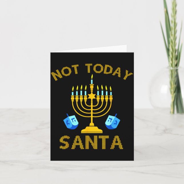 Cartão Not Today Santa Funny Hanukkah Pajama Menorah Jewi (Frente)