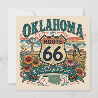Cartão Nota da Rota 66 de Oklahoma Wildflower