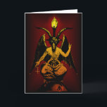 Cartão Nota de Capa Satânica/cartão de saudação<br><div class="desc">Um item fantástico que retrata a Cabra Satânica,  também conhecida como Cabra de Mendes. Este trabalho está EXCLUSIVAMENTE disponível na Rabid Crow. O Lévi Baphomet do século 19 reimaginou e apresentou-se aqui em cores flamejantes e escuridão para a nova era satânica.</div>