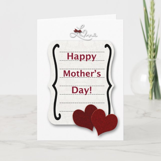 Cartão Nota de Dia de as mães Feliz (Frente)
