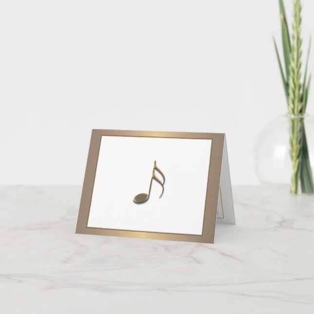 Cartão Nota de Música Dourada 3D Personalização da placa  (Frente)