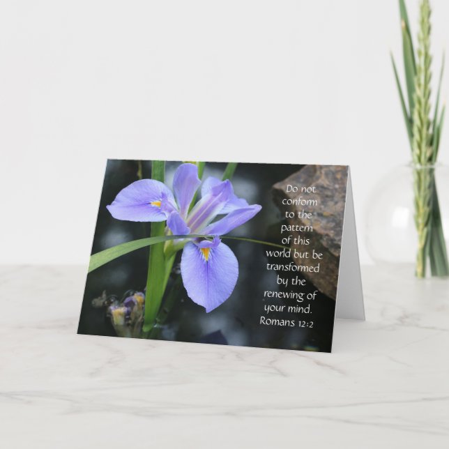 Cartão Nota Floral com Script Verso de Romanos (vazio) (Frente)