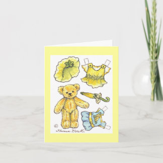 Cartão Nota sobre Vazio de Ursinho de Boneca de Papel