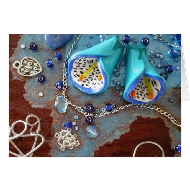 Cartão Notas azuis das flores de Bell (Frente Horizontal)