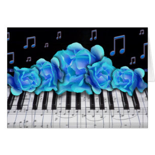 Cartão Notas azuis do teclado e da música de piano dos