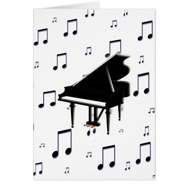 Cartão Notas do piano de cauda e da música (Frente)