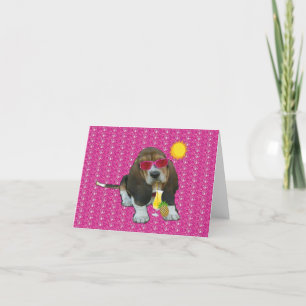 Cartão Note Card Baby Basset Hound Sheldon Summer Time
