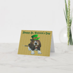 Cartão Note Card Basset Hound Happy St.Patrick's