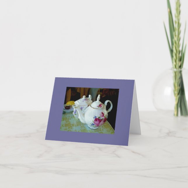 Cartão note card - English teapots (Frente)