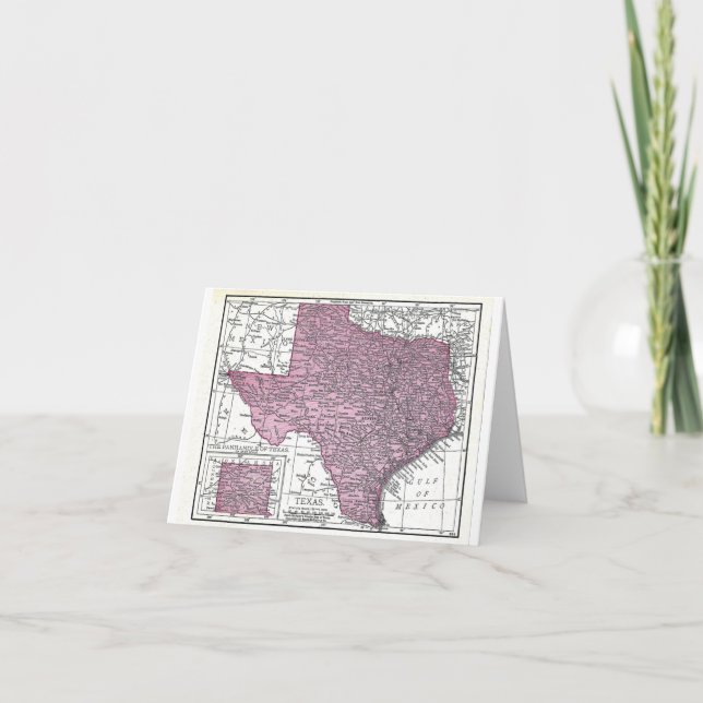 Cartão Note card:  Map of Texas, 1921 (Frente)