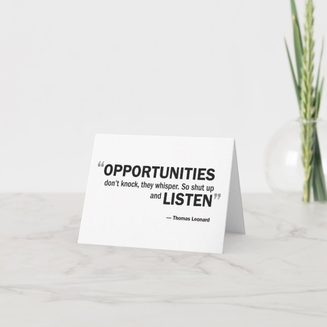 Cartão Note card - 'Opportunities don't knock...' (Frente)