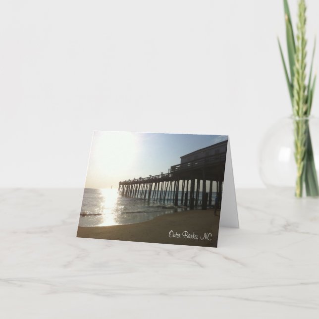 Cartão Note Card - Pier at Outer Banks, NC (OBX) (Frente)