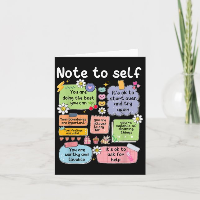 Cartão Note To Self, Motivational, Mental Health, Sitive  (Frente)
