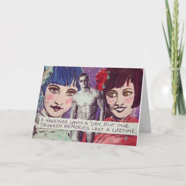 CARTÃO NOTECARD-A HANGOVER DURA UM DIA, MAS NOSSA BEBIDA (Frente)