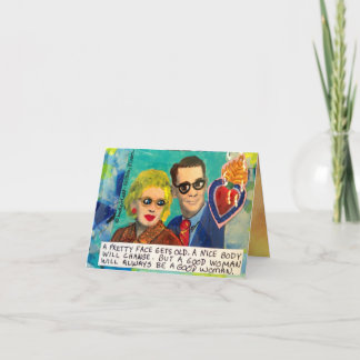 CARTÃO NOTECARD-A PRETTY FACE GETS OLD, A NICE BODY