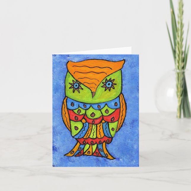 Cartão Notecard abstrato Owl (Frente)