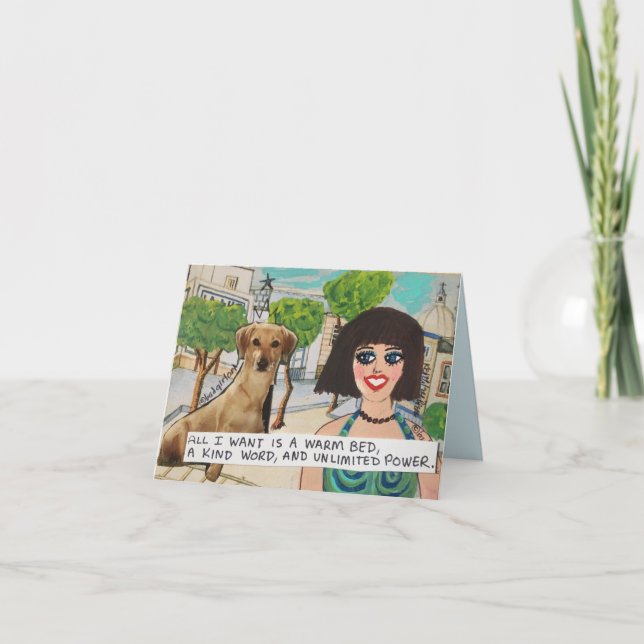 Cartão notecard- all I really want is a warm bed, a kind (Frente)