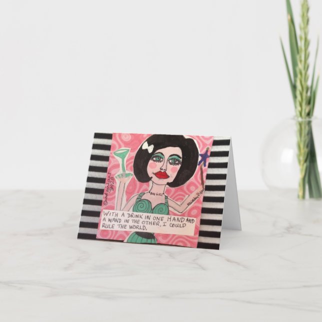 CARTÃO NOTECARD COM UMA BEBIDA NUMA MÃO (Frente)