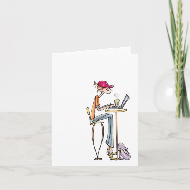 Cartão notecard da mulher da cafetaria (Frente)