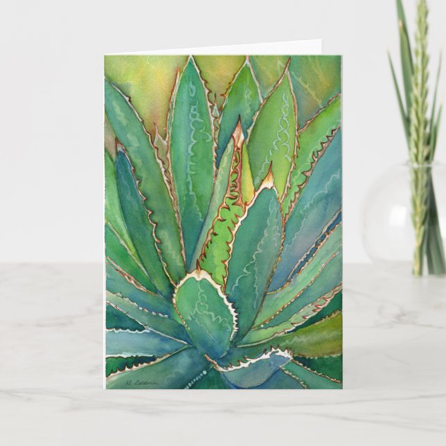 Cartão Notecard de aquarela agave (Frente)