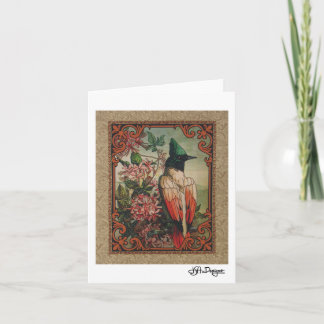 Cartão Notecard de Pássaros de Arte Têxtil