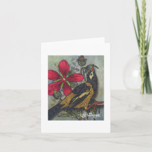 Cartão Notecard de Pássaros de Arte Têxtil