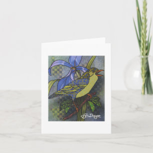 Cartão Notecard de Pássaros de Arte Têxtil