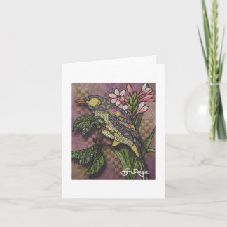 Cartão Notecard de Pássaros de Arte Têxtil