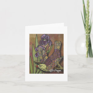 Cartão Notecard de Pássaros de Arte Têxtil