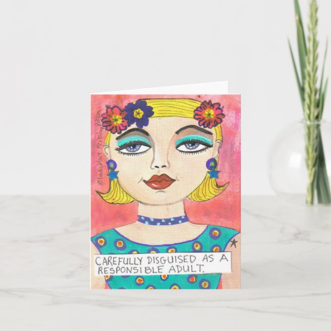 CARTÃO NOTECARD DISGUISADO COMO ADULTO RESPONSÁVEL (Frente)